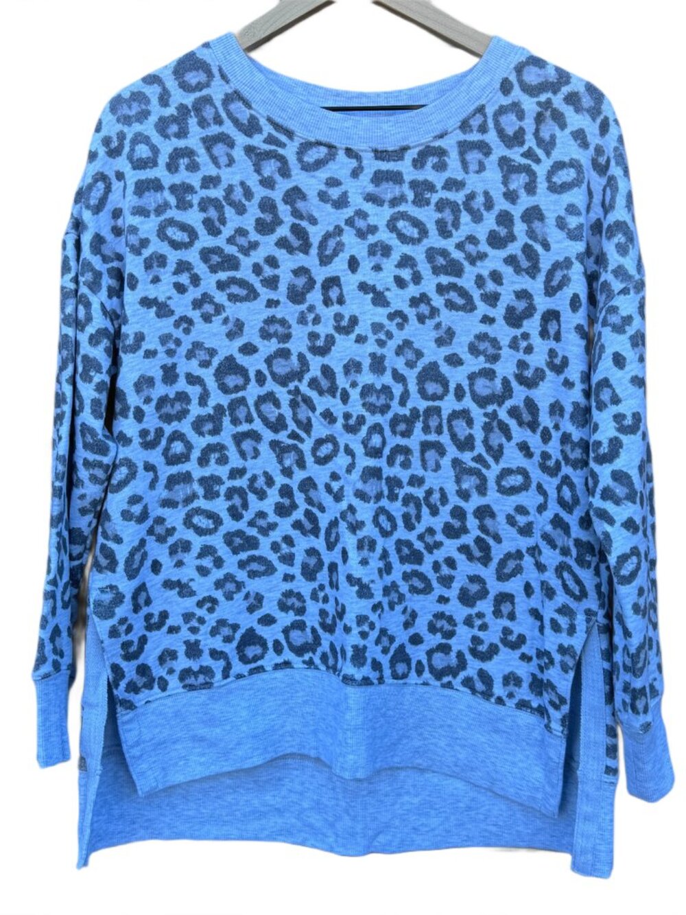 Leopard Print Sweatshirt Heather Gray Large Green Tea
